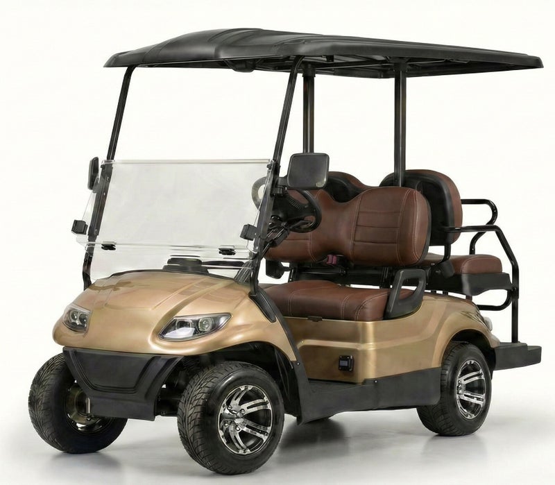 EPIC 2+2 Non-Lifted Electric Golf Cart with Lithium Battery 105Ah & Standard Tires | 4-Seater LSEV (Golden) - Image 1